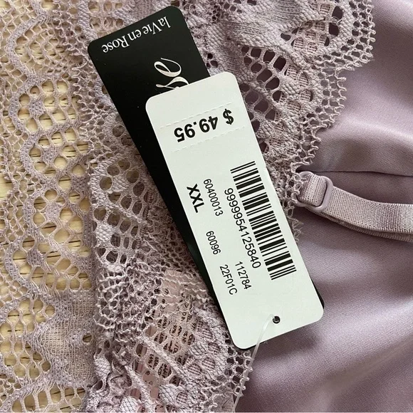 La Vie En Rose Lavender Satin Bra Sleep Top Women’s Size XXL New With Tags - Picture 5 of 5